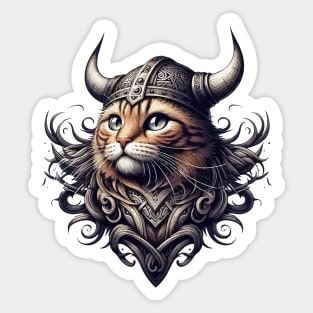 Funny Viking Warrior Cat Norse Mythology Anime Portrait Sticker